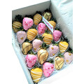 20pcs Pink Heart & Yellow with Gold Chocolate Strawberries Gift Box